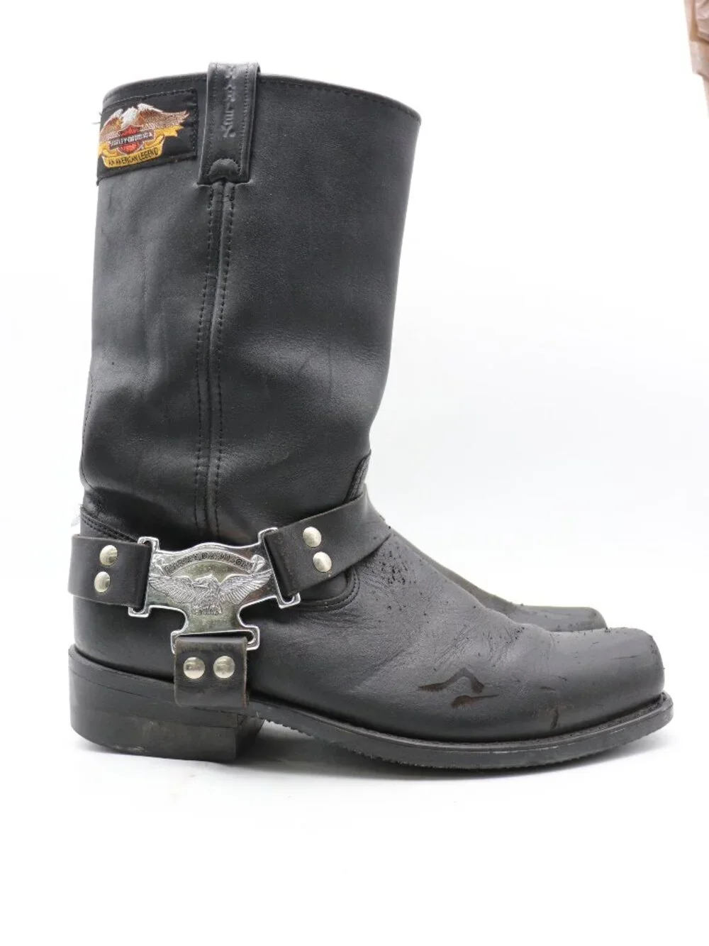 Vintage Harley Davidson Men's 10 M Black Leather Harness Motorcycle Boots Bike